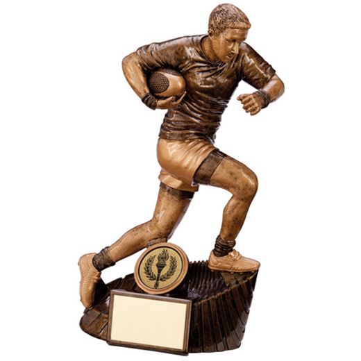 Gold Resin Raider Rugby Figure Trophy 18cm (7")