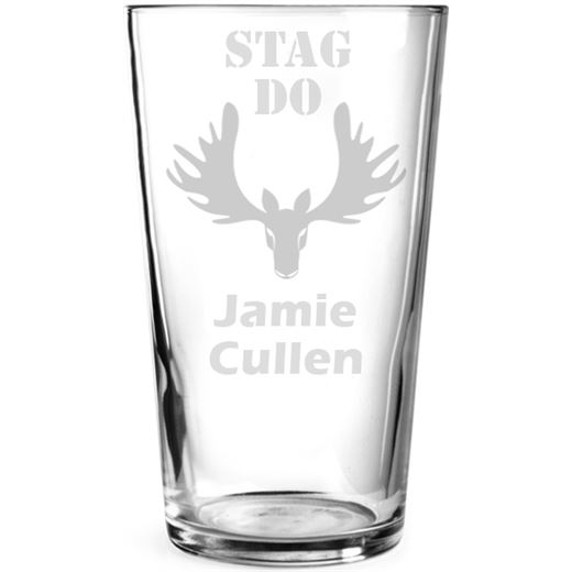 Stag's Head Design Personalised Pint Glass 15cm (6")