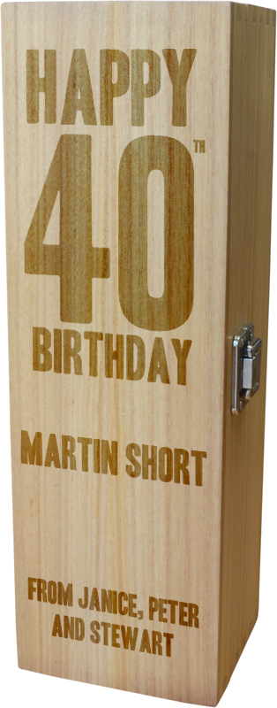 Personalised Wooden Wine Box With Hinged Lid Happy Th Birthday Cm