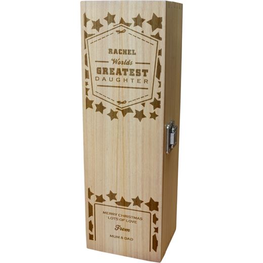 Personalised Wooden Wine Box - World's Greatest Daughter Christmas 35cm (13.75")