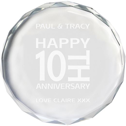 Happy Anniversary Glass Crystal Paperweight 9cm (3.5")