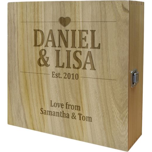 Wedding/Anniversary Triple Wine Box - Heart Design 35cm (13.75")