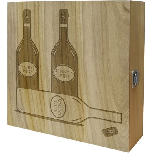 His & Hers Triple Wine Box - Bottle Design 35cm (13.75")