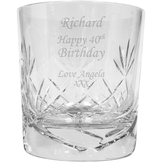 Happy Birthday Personalised Cut Glass Whisky Tumbler 9.5cm (3.5")