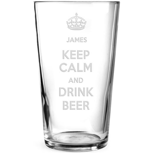 Keep Calm & Drink Beer Personalised Pint Glass 15cm (6")