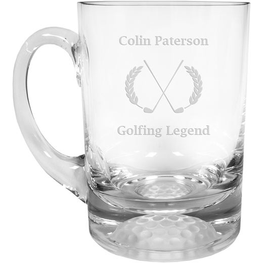 Golfing Legend Golf Ball Base Glass Tankard 1pt 13.5cm (5.25")