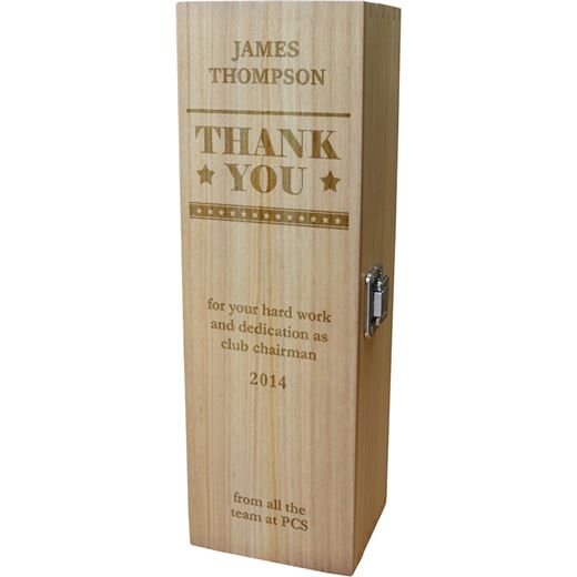 Thank You Personalised Wine Box - Star Design 35cm (13.75")