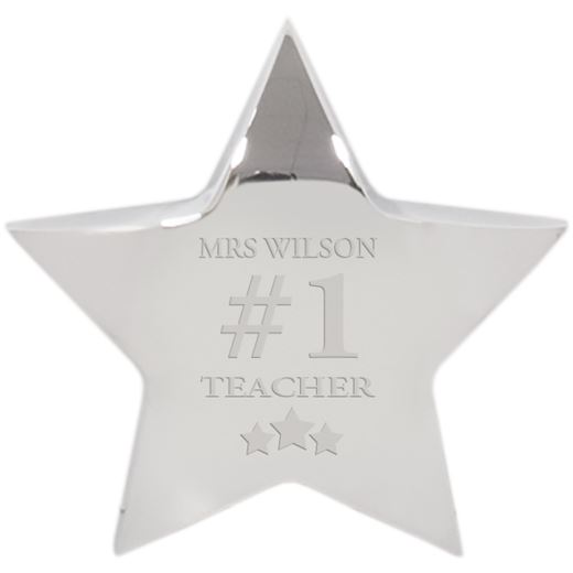 Number One Silver Star Paperweight 9.5cm (3.75")