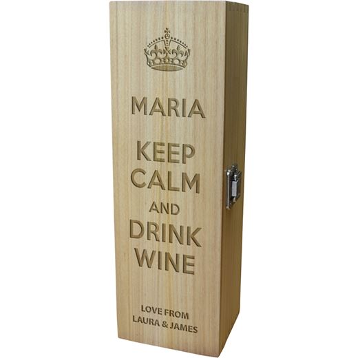 Keep Calm & Drink Wine Personalised Wine Box 35cm (13.75")