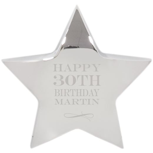 Happy Birthday Silver Star Paperweight - For Him 9.5cm (3.75")