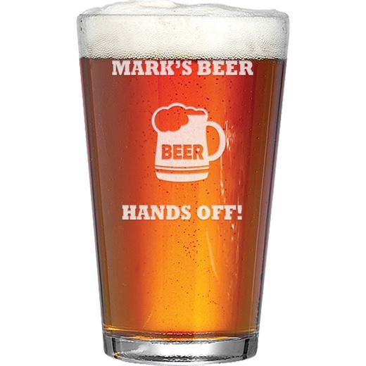 My Beer Hands Off Personalised Pint Glass 15cm (6")