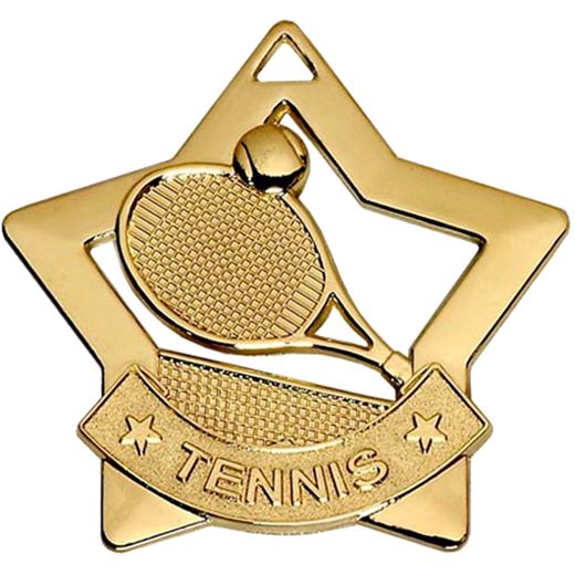 Gold Mini Stars Tennis Medal 60mm (2.25")