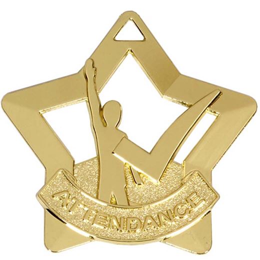 Gold Mini Star Attendance Medal 60mm (2.25")