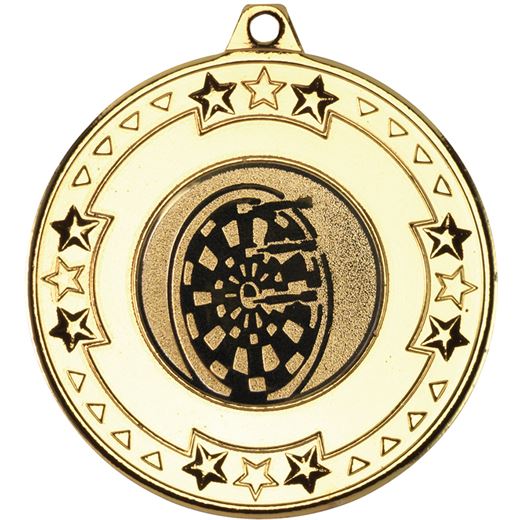 Gold Star & Pattern Medal with 1" Dart Board Centre Disc 50mm (2")
