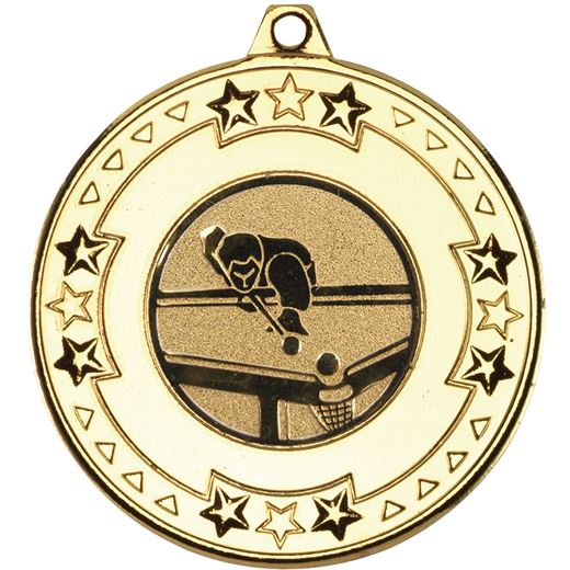 Gold Star & Pattern Medal with 1" Pool Centre Disc 50mm (2")