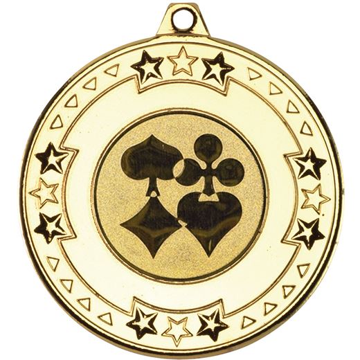 Gold Star & Pattern Medal with 1" Cards Centre Disc 50mm (2")