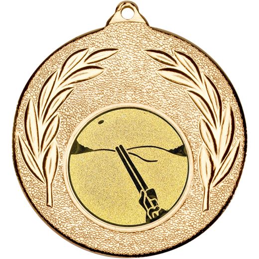 Gold Leaf Medal with 1" Clay Pigeon Shooting Centre Disc 50mm (2")