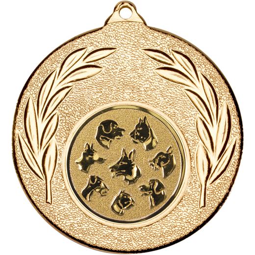 Gold Leaf Medal with 1" Dog Centre Disc 50mm (2")