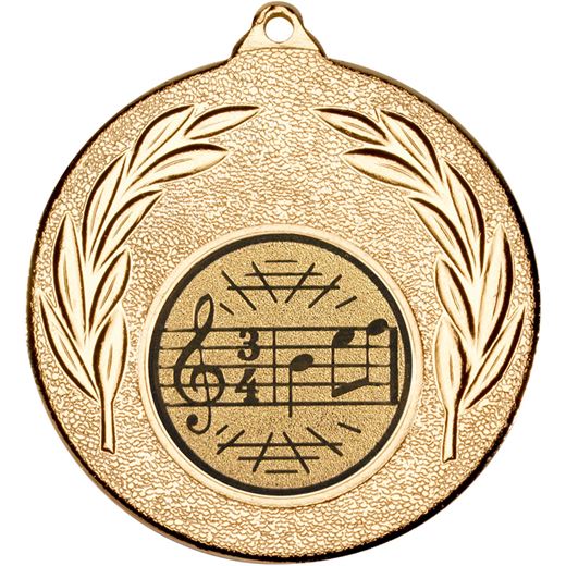 Gold Leaf Medal with 1" Singing/Music Centre Disc 50mm (2")