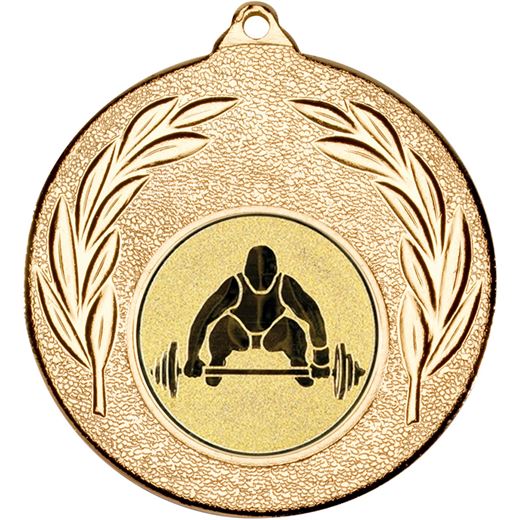 Gold Leaf Medal with 1" Weight Lifting Centre Disc 50mm (2")