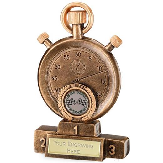 Antique Gold Stopwatch on Podium Motorsports Trophy 16cm (6.25")