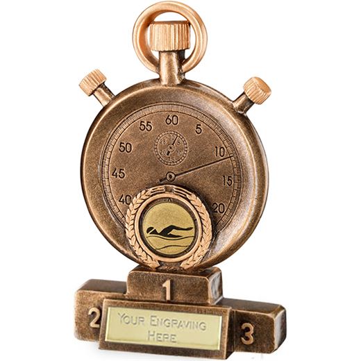 Gold Resin Swimming Stopwatch on Podium Trophy 18cm (7")