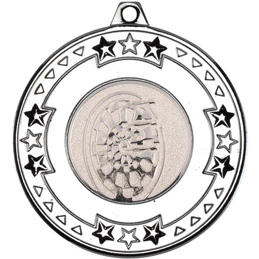 Silver Star & Pattern Medal with 1" Dart Board Centre Disc 50mm (2")