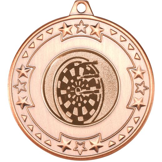 Bronze Star & Pattern Medal with 1" Dart Board Centre Disc 50mm (2")