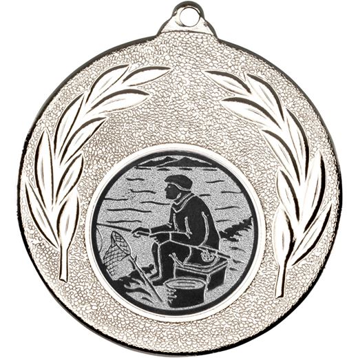 Silver Leaf Medal with 1" Fishing Centre Disc 50mm (2")
