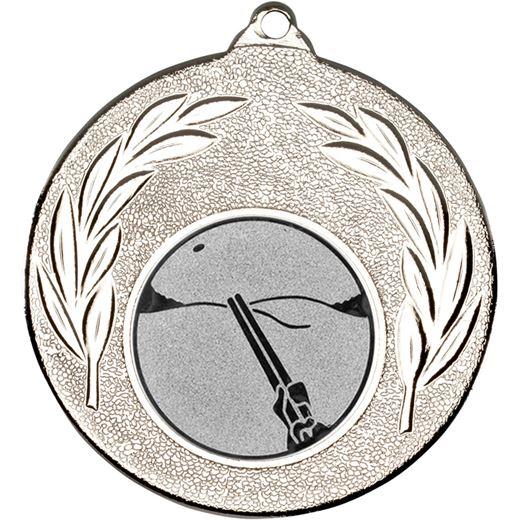 Silver Leaf Medal with 1" Clay Pigeon Shooting Centre Disc 50mm (2")