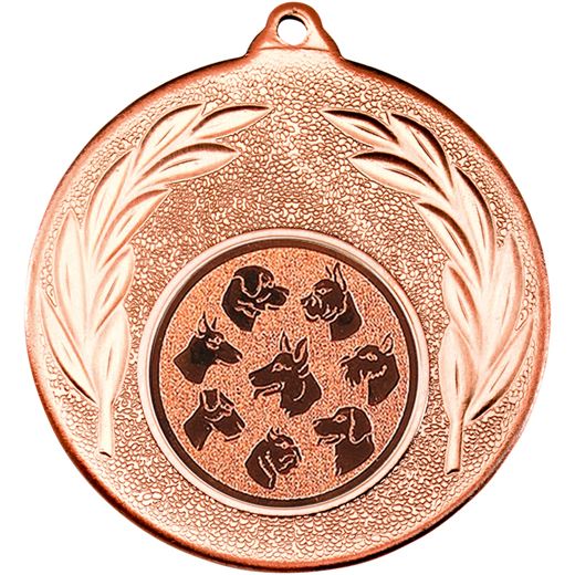 Bronze Leaf Medal with 1" Dog Centre Disc 50mm (2")