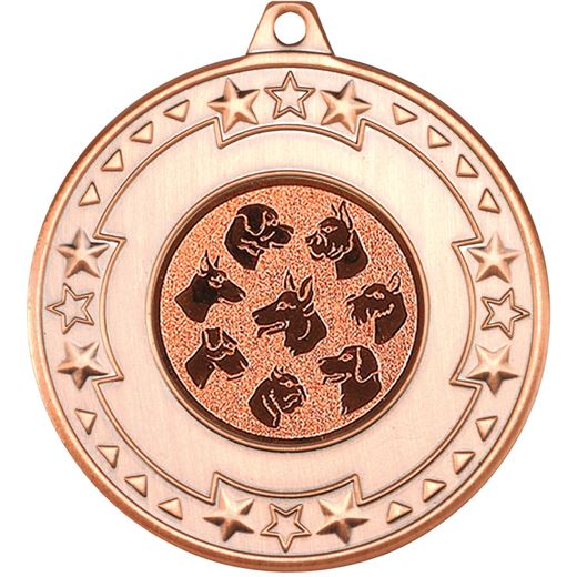 Bronze Star & Pattern Medal with 1" Dog Centre Disc 50mm (2")