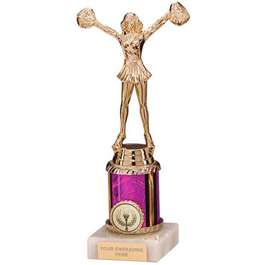 Pink & Gold Plastic Cheerleader Trophy 22cm (8.75")