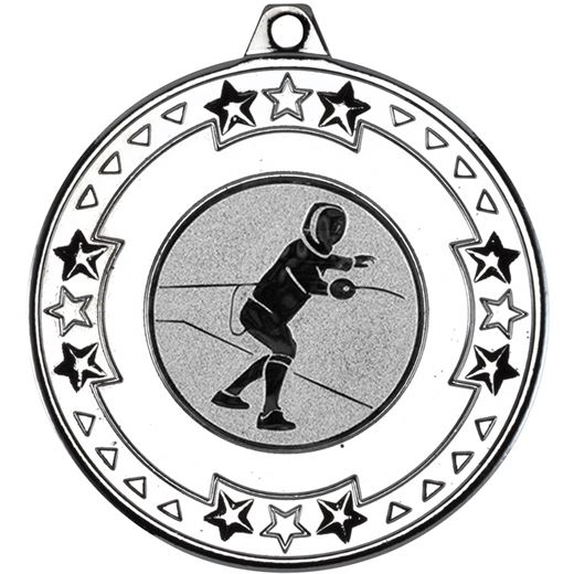 Silver Star & Pattern Medal with 1" Fencing Centre Disc 50mm (2")