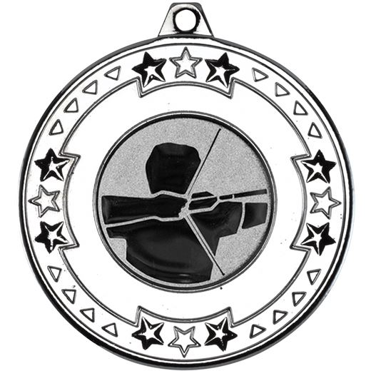 Silver Star & Pattern Medal with 1" Archery Centre Disc 50mm (2")