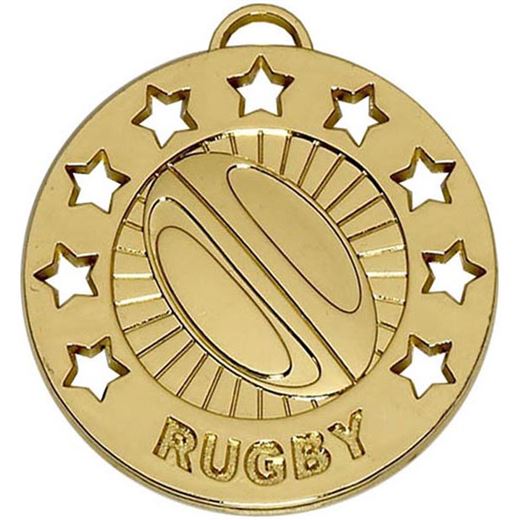 Gold Spectrum Rugby Medal 40mm (1.5")