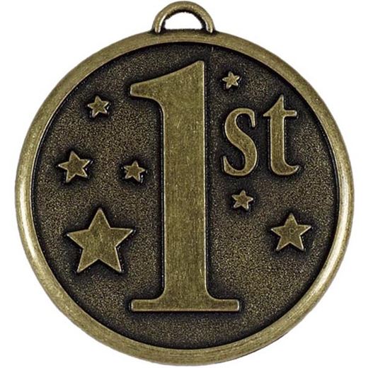 Gold 1st Place Stars Medal 50mm (2")