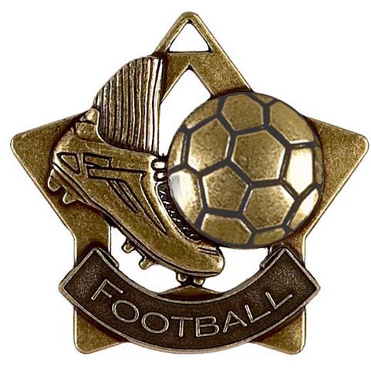 Bronze Football Mini Star Medal 60mm (2.25")