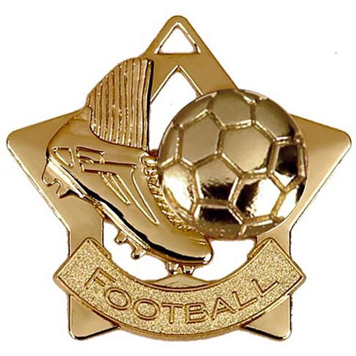 Gold Football Mini Star Medal 60mm (2.25")