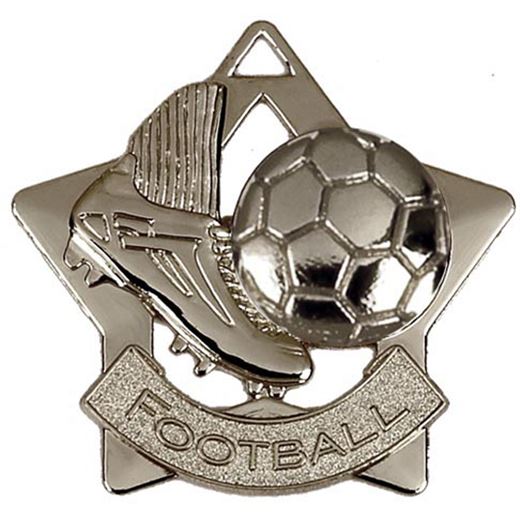 Silver Football Mini Star Medal 60mm (2.25")