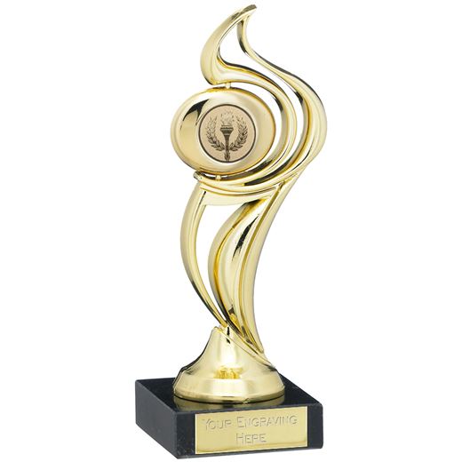 Gold Plastic Flame Trophy on Marble Base 18.5cm (7.25")