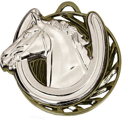 Silver Vortex Horse Equestrian Medal 50mm (2")