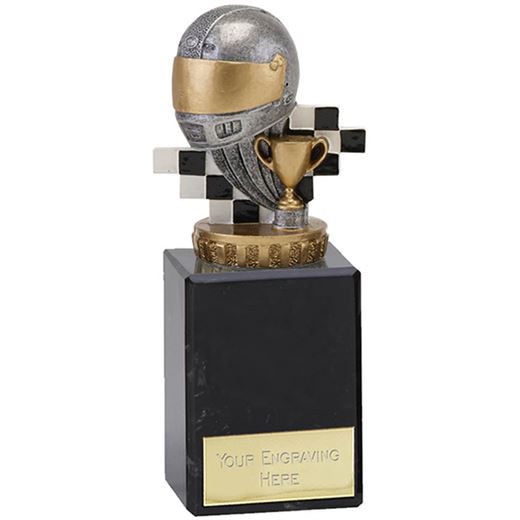 Silver & Gold Plastic Motorsport Trophy on Marble Base 15cm (6")