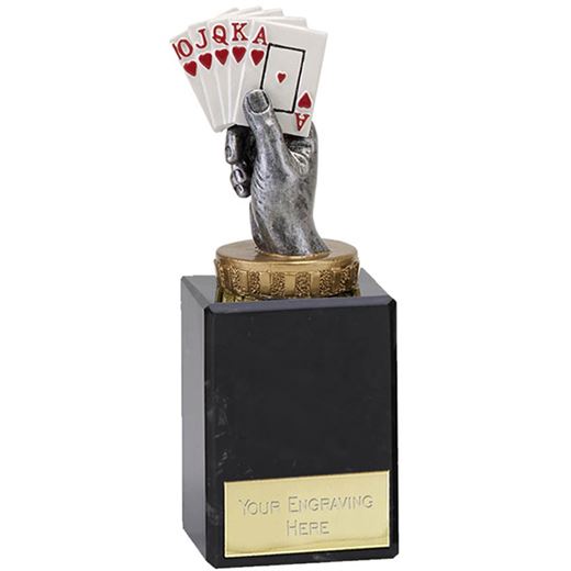 Royal Flush Playing Cards Trophy on Marble Base 15cm (6")