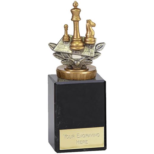 Silver & Gold Plastic Chess Trophy on Large Marble Base 15cm (6")