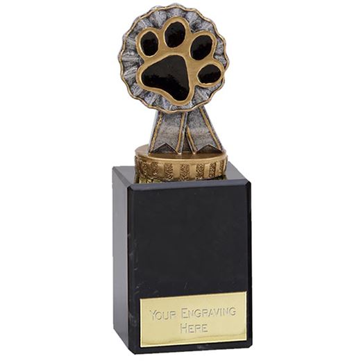 Pet Paw & Ribbon Trophy on Marble Base 15cm (6")