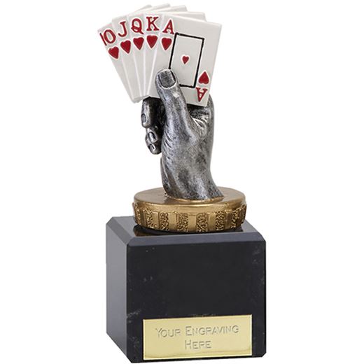 Royal Flush Playing Cards Trophy on Marble Base 12.5cm (5")