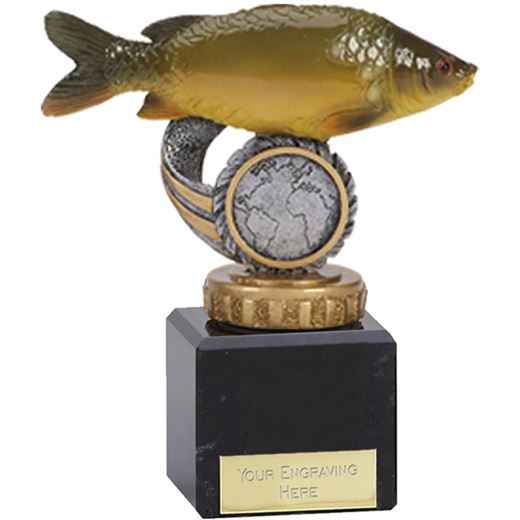 Mirror Carp Plastic Fishing Trophy on Marble Base 12cm (4.75")