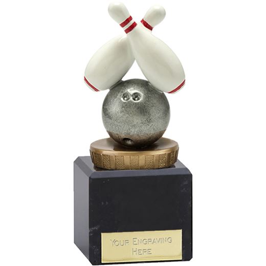 Plastic Ten Pin Bowling Trophy on Large Marble Base 12.5cm (5")