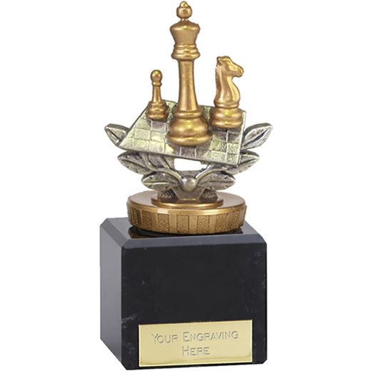 Silver & Gold Plastic Chess Trophy on Large Marble Base 12.5cm (5")